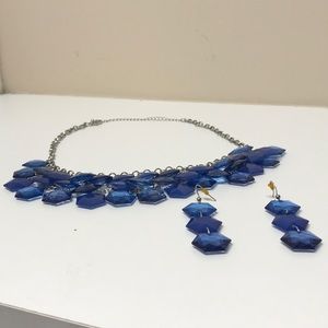 Blue Statement Necklace with matching earrings